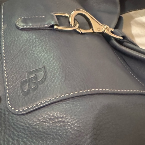 Vintage Dooney and Bourke Pebble Annalise Logo Loc Sack Hobo Bag Purse Blue - Picture 3 of 7